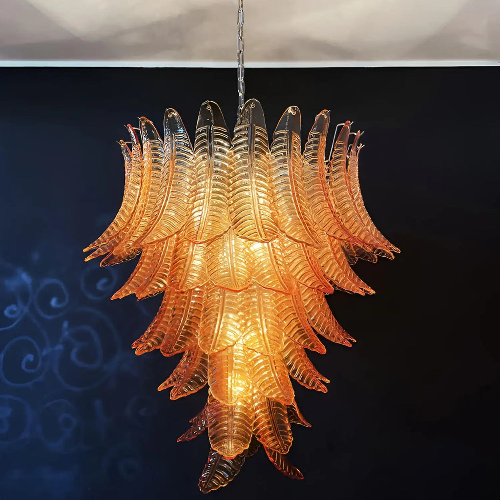 Amber Leaf Cascade Chandelier Glass lighting by Bling Lighting Studio