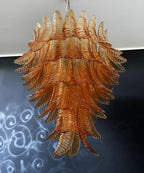 Amber Leaf Cascade Chandelier Glass lighting by Bling Lighting Studio