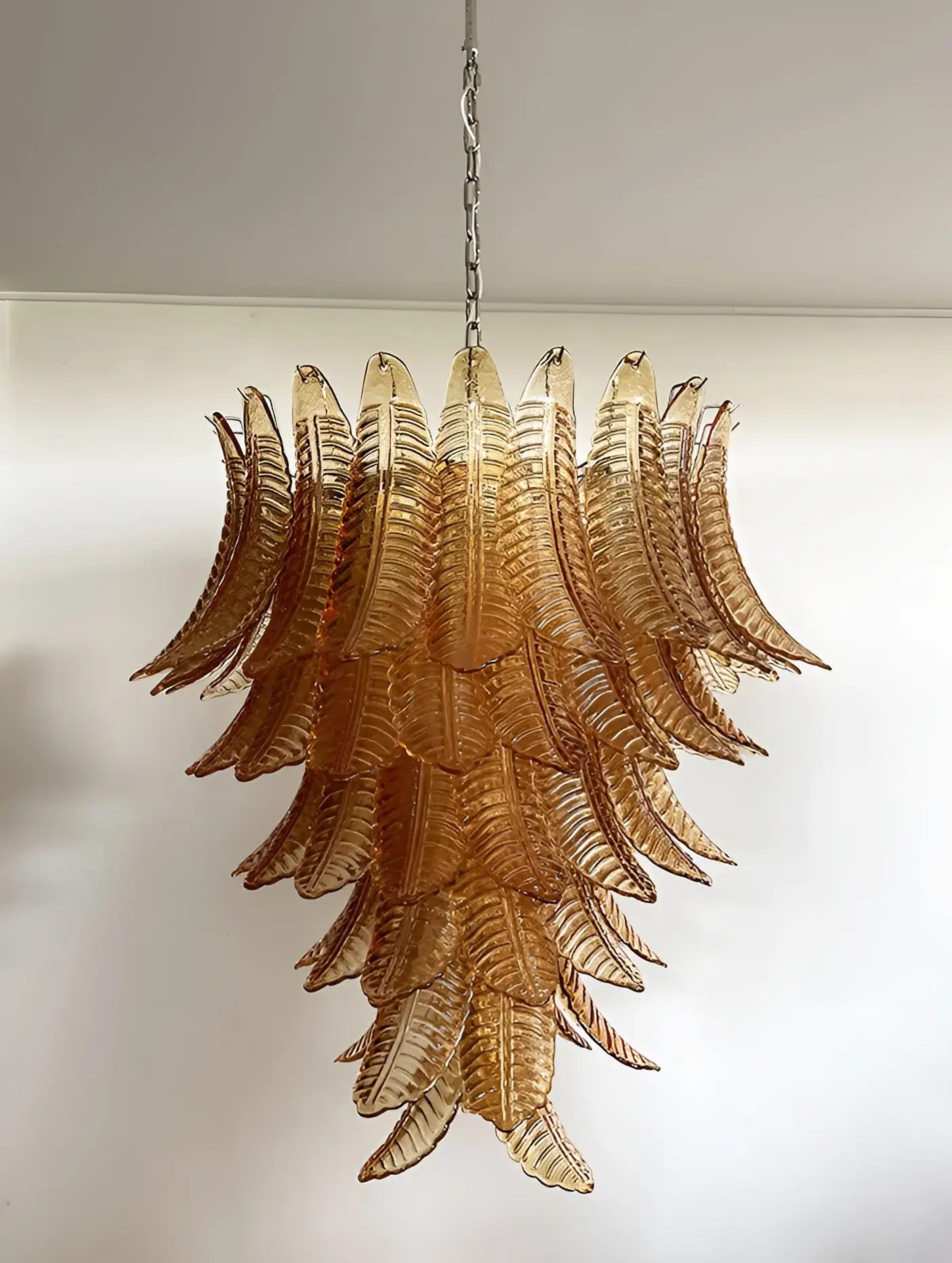 Amber Leaf Cascade Chandelier Glass lighting by Bling Lighting Studio