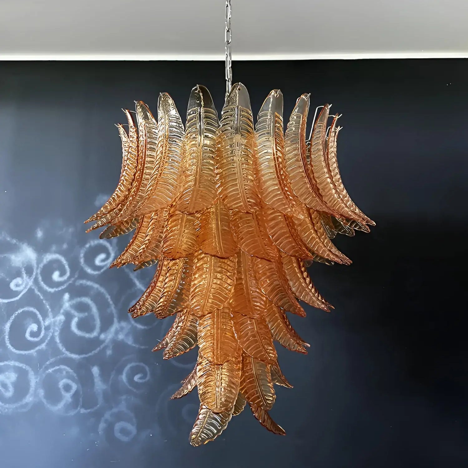 Luxury Amber Leaf Cascade Chandelier material and finish detail