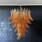 Amber Leaf Cascade Chandelier Glass lighting by Bling Lighting Studio