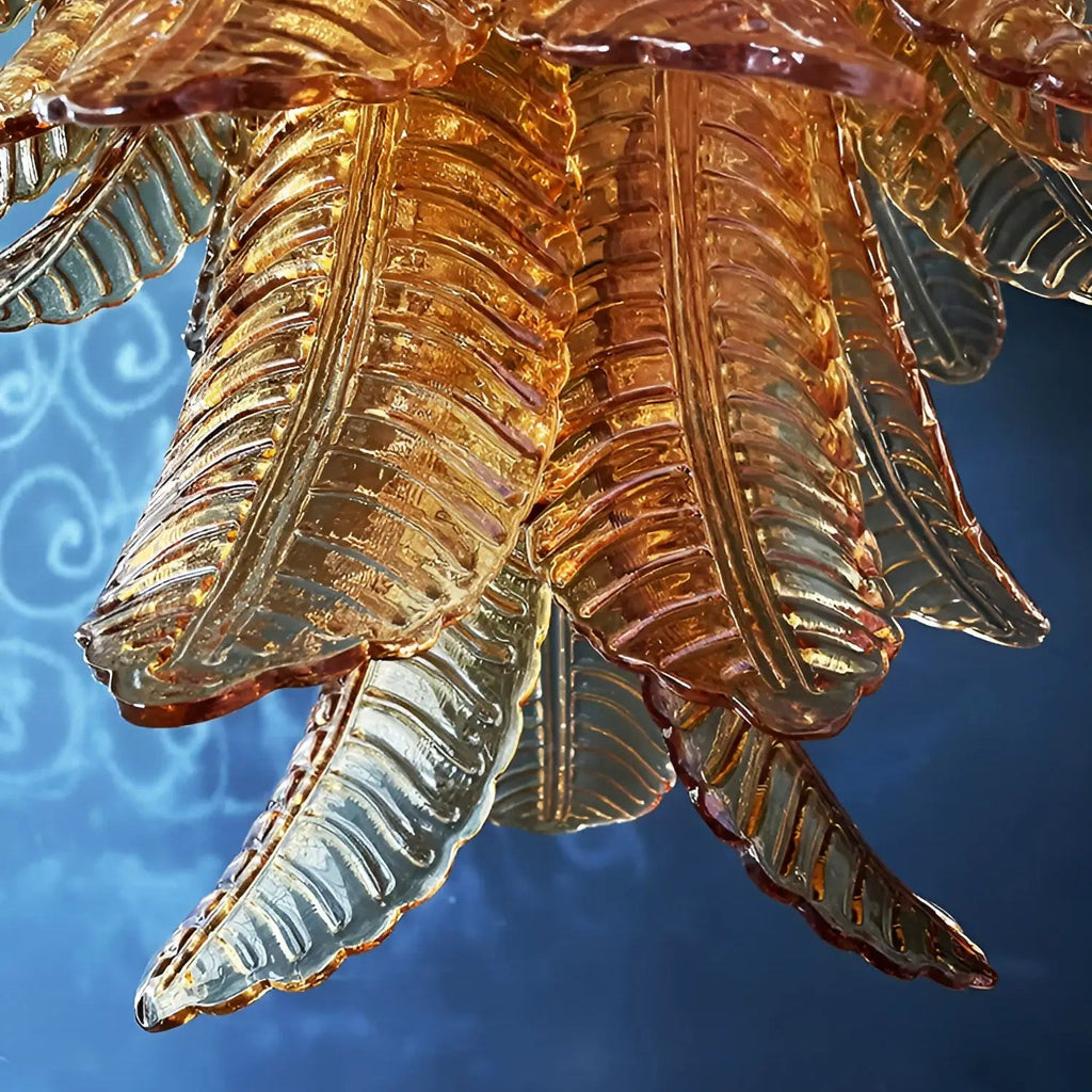 Amber Leaf Cascade Chandelier Glass lighting by Bling Lighting Studio