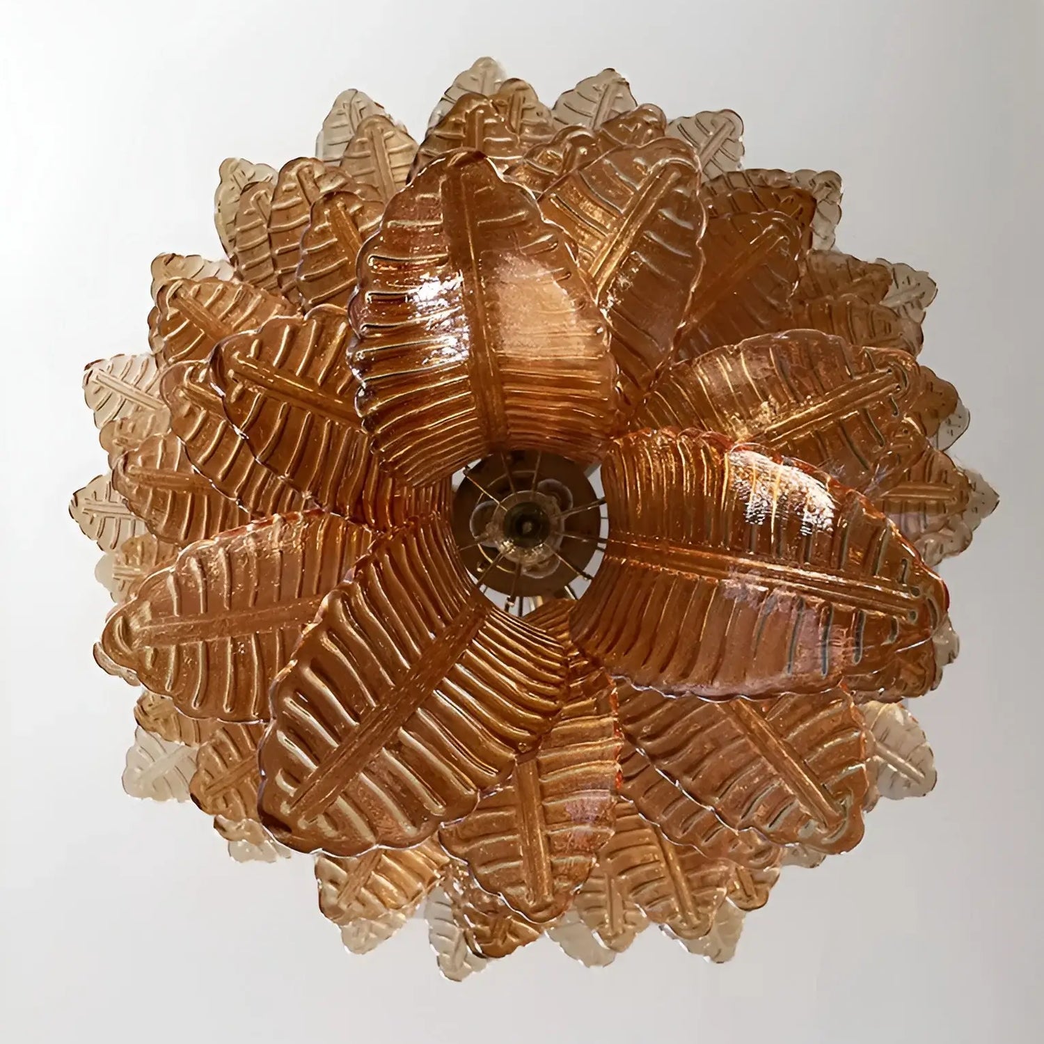 Amber Leaf Cascade Chandelier Glass lighting by Bling Lighting Studio