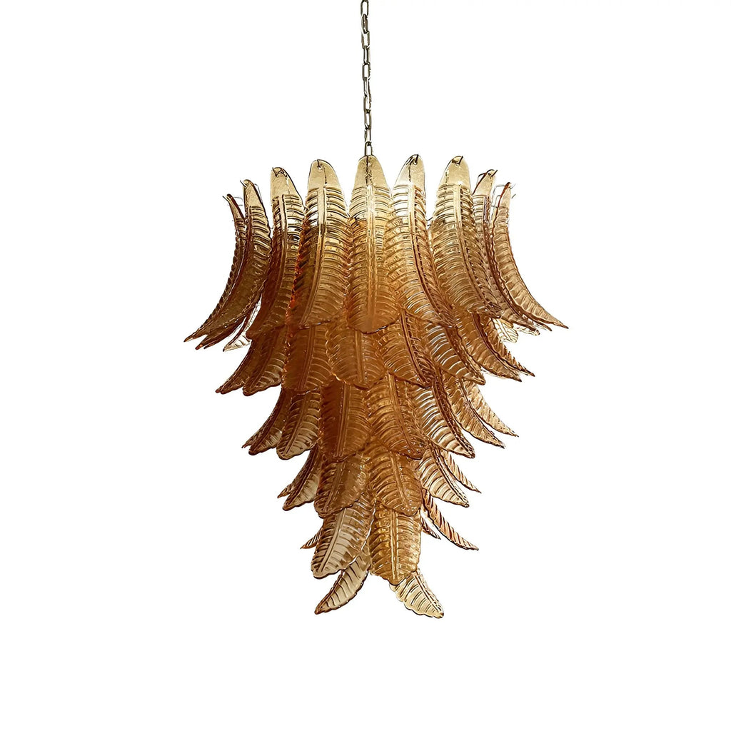 Amber Leaf Cascade Chandelier Glass lighting by Bling Lighting Studio