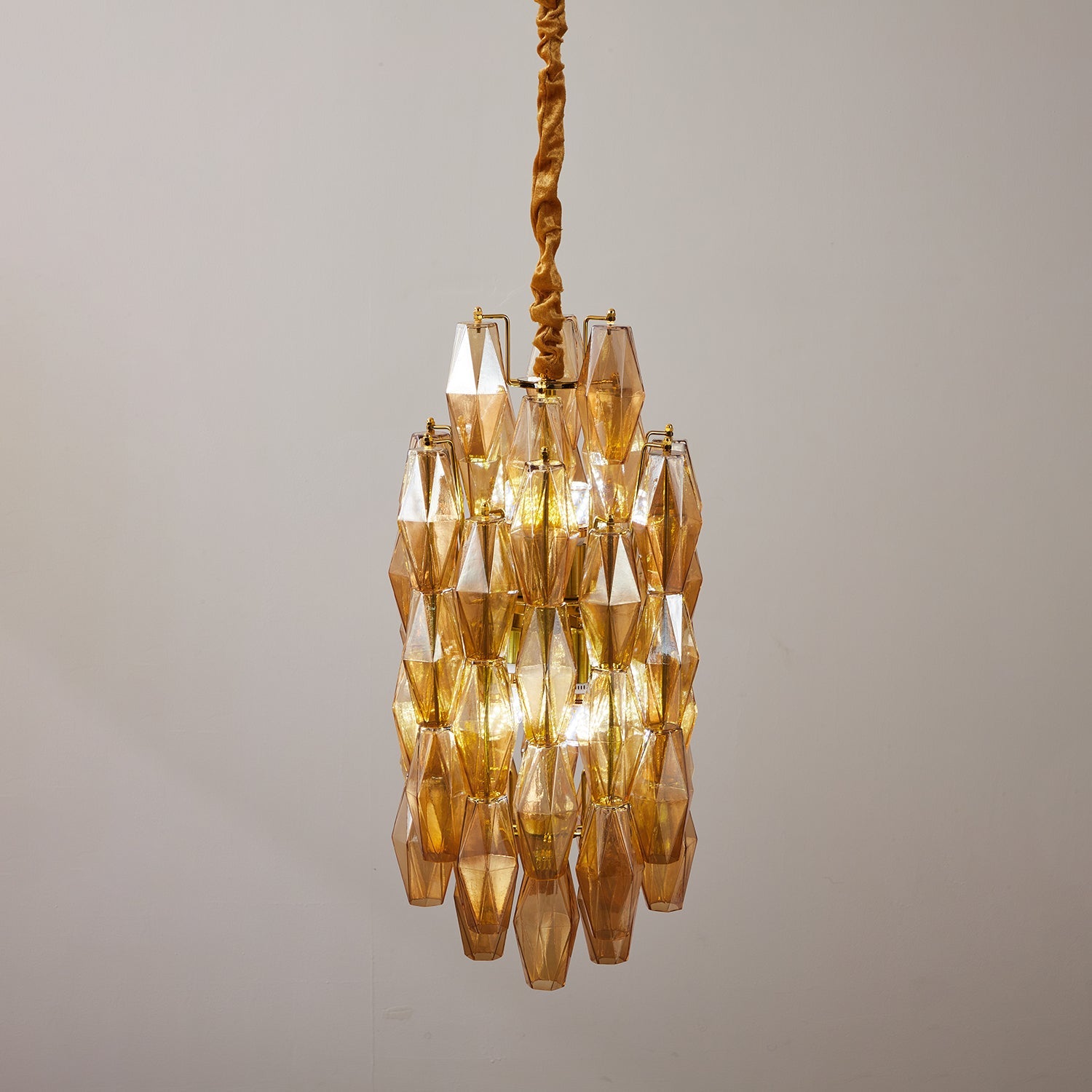 Amber Prism Long Chandelier Glass lighting by Bling Lighting Studio