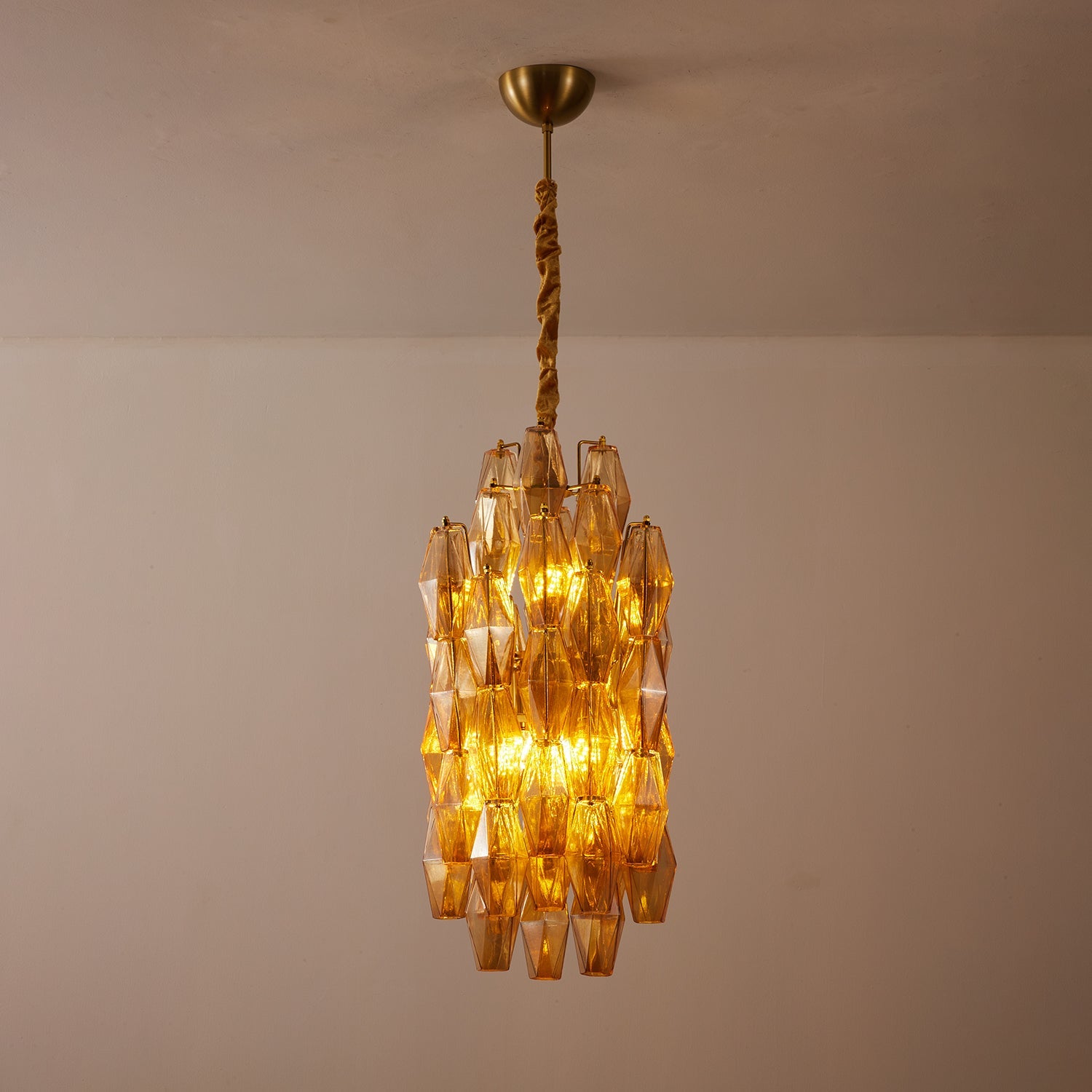 Amber Prism Long Chandelier Glass lighting by Bling Lighting Studio