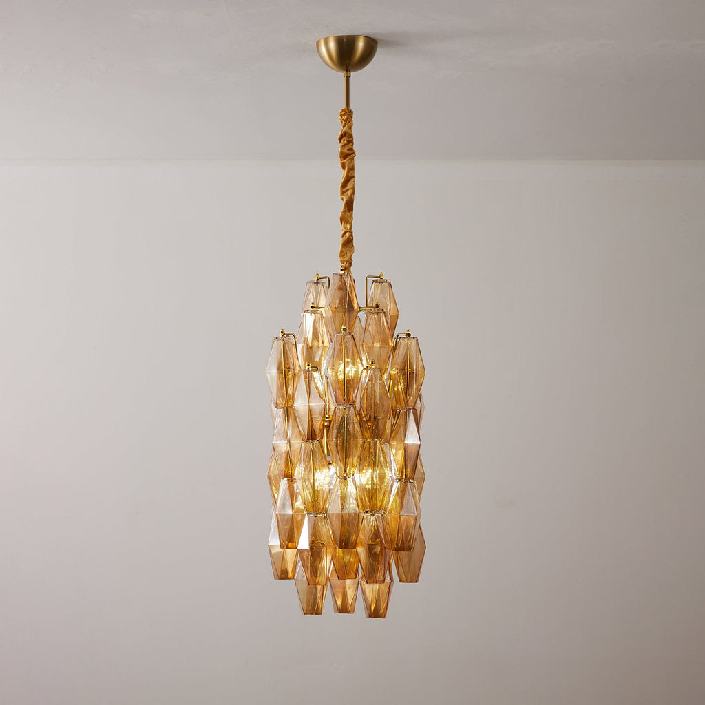 Amber Prism Long Chandelier Glass lighting by Bling Lighting Studio