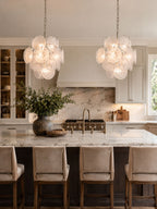 Aqua White Glass Chandelier Glass lighting by Bling Lighting Studio