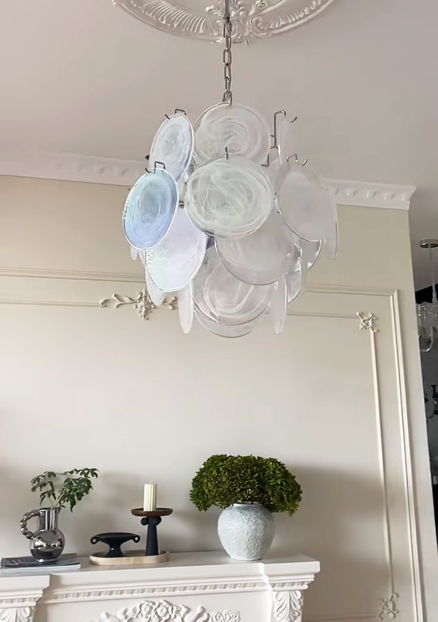 Aqua White Glass Chandelier Glass lighting by Bling Lighting Studio