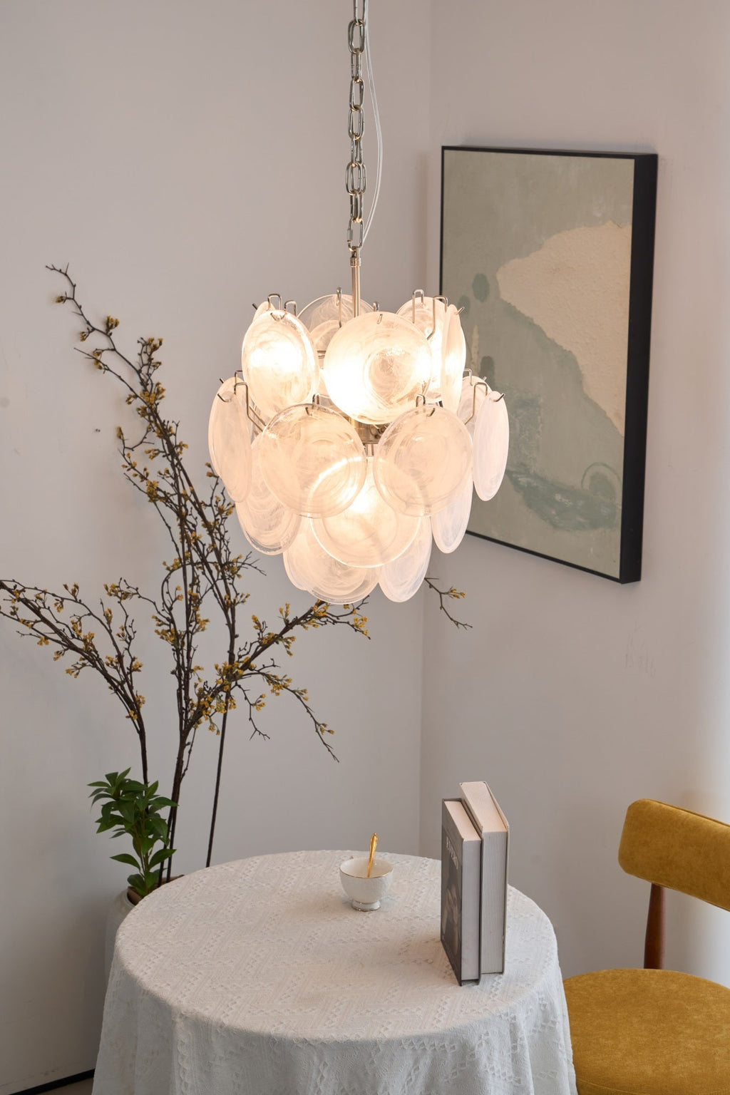 Aqua White Glass Chandelier Glass lighting by Bling Lighting Studio
