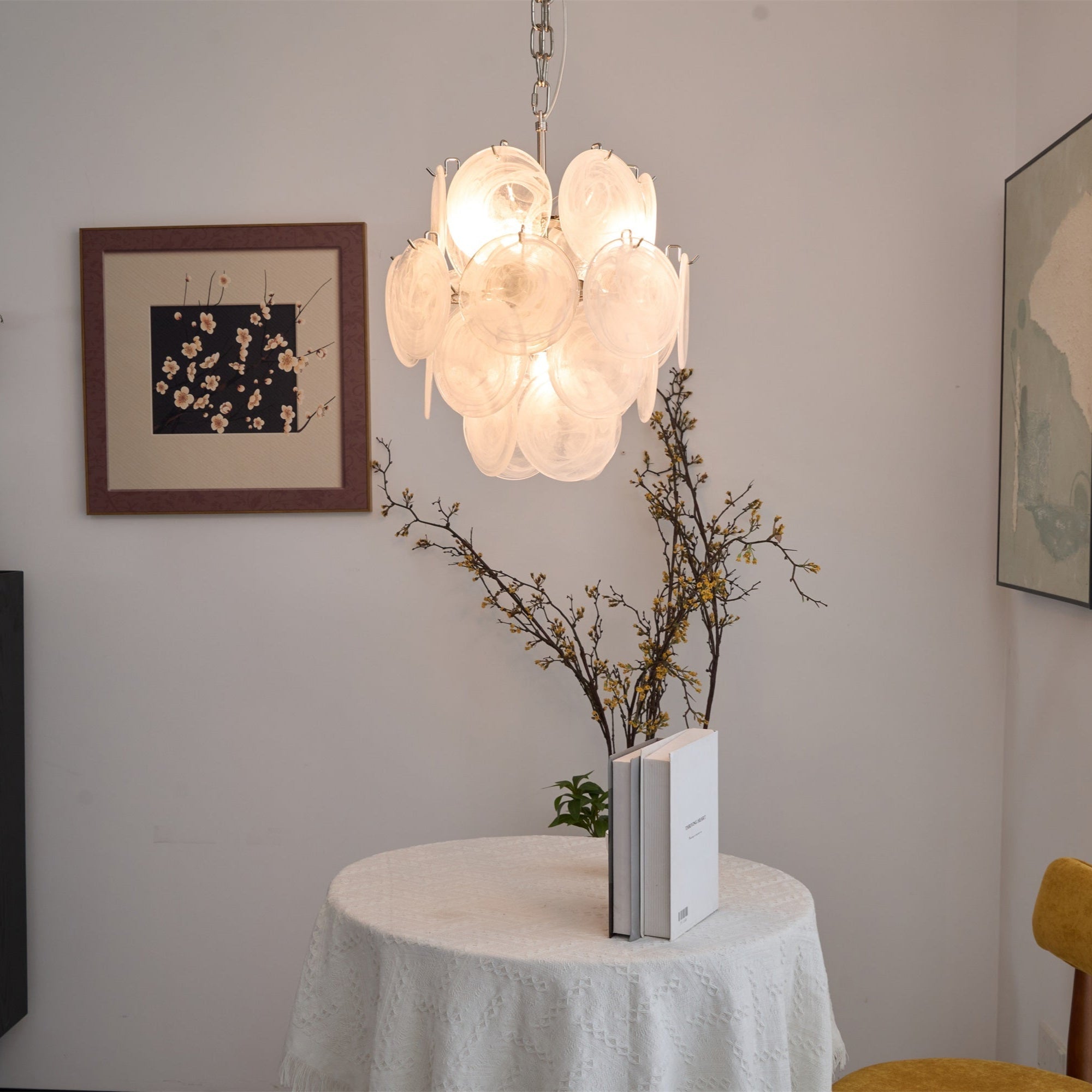 Aqua White Glass Chandelier Glass lighting by Bling Lighting Studio