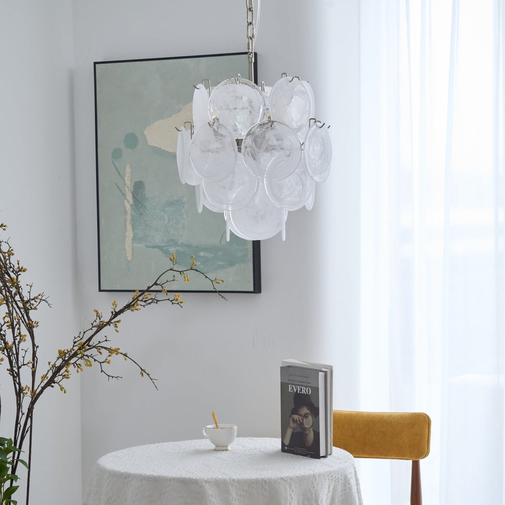 Aqua White Glass Chandelier Glass lighting by Bling Lighting Studio