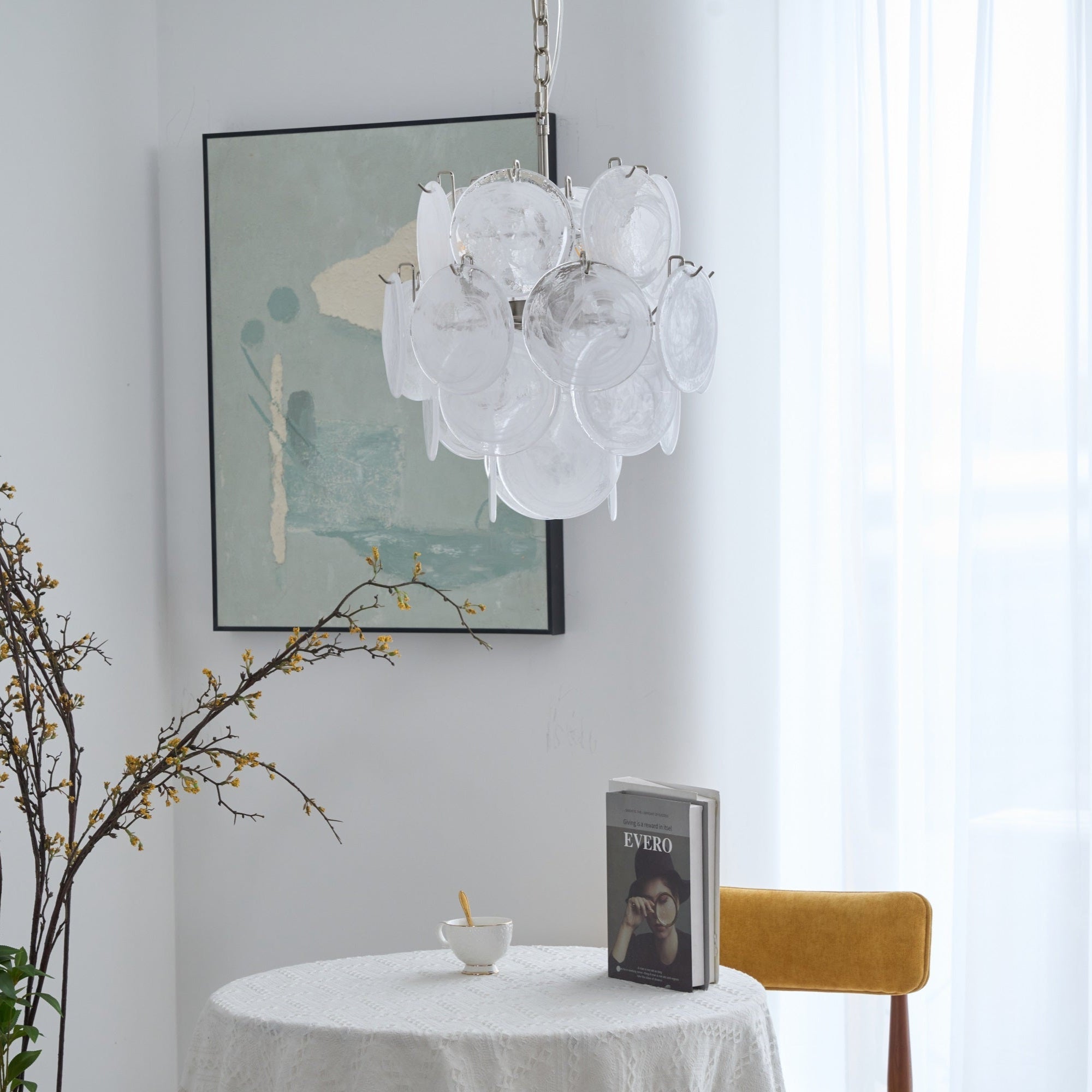 Aqua White Glass Chandelier Glass lighting by Bling Lighting Studio