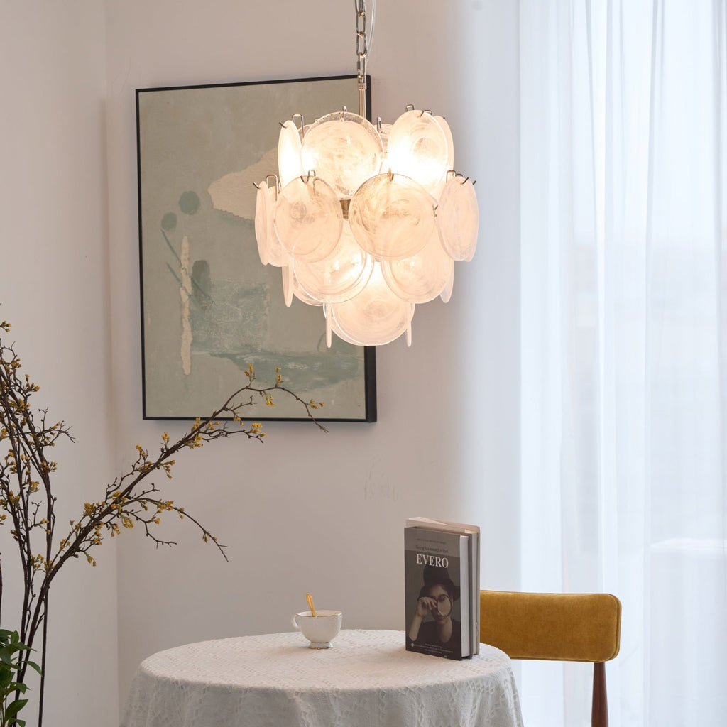Aqua White Glass Chandelier Glass lighting by Bling Lighting Studio