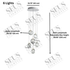 Arcli Contemporary Glass Cluster Chandelier for high ceiling staircase and foyer lighting