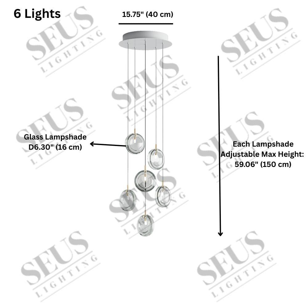 Arcli Contemporary Glass Cluster Chandelier for high ceiling staircase and foyer lighting