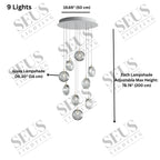 Arcli Contemporary Glass Cluster Chandelier for high ceiling staircase and foyer lighting