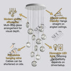 Arcli Contemporary Glass Cluster Chandelier for high ceiling staircase and foyer lighting