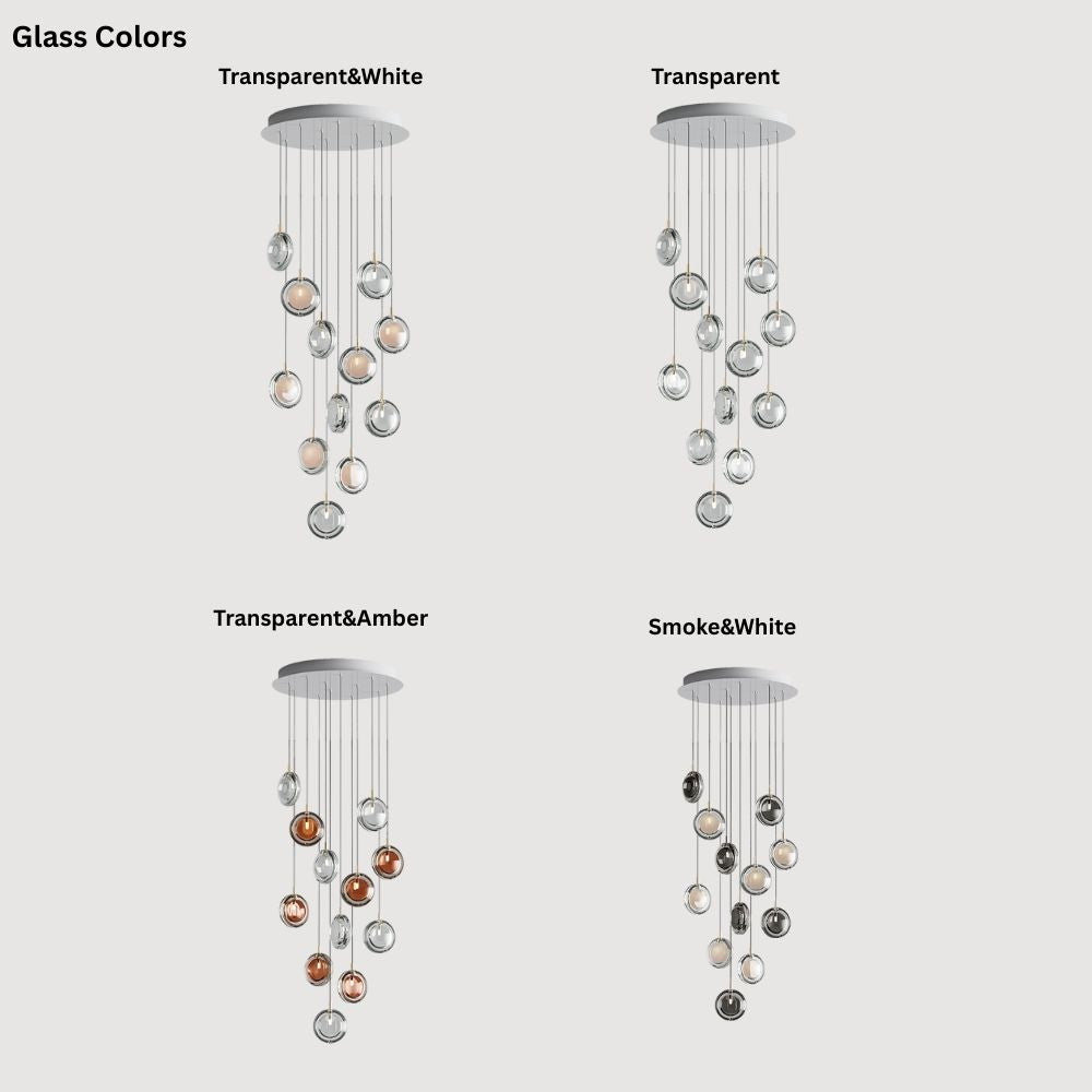 Arcli Contemporary Glass Cluster Chandelier for high ceiling staircase and foyer lighting