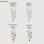 Arcli Contemporary Glass Cluster Chandelier for high ceiling staircase and foyer lighting
