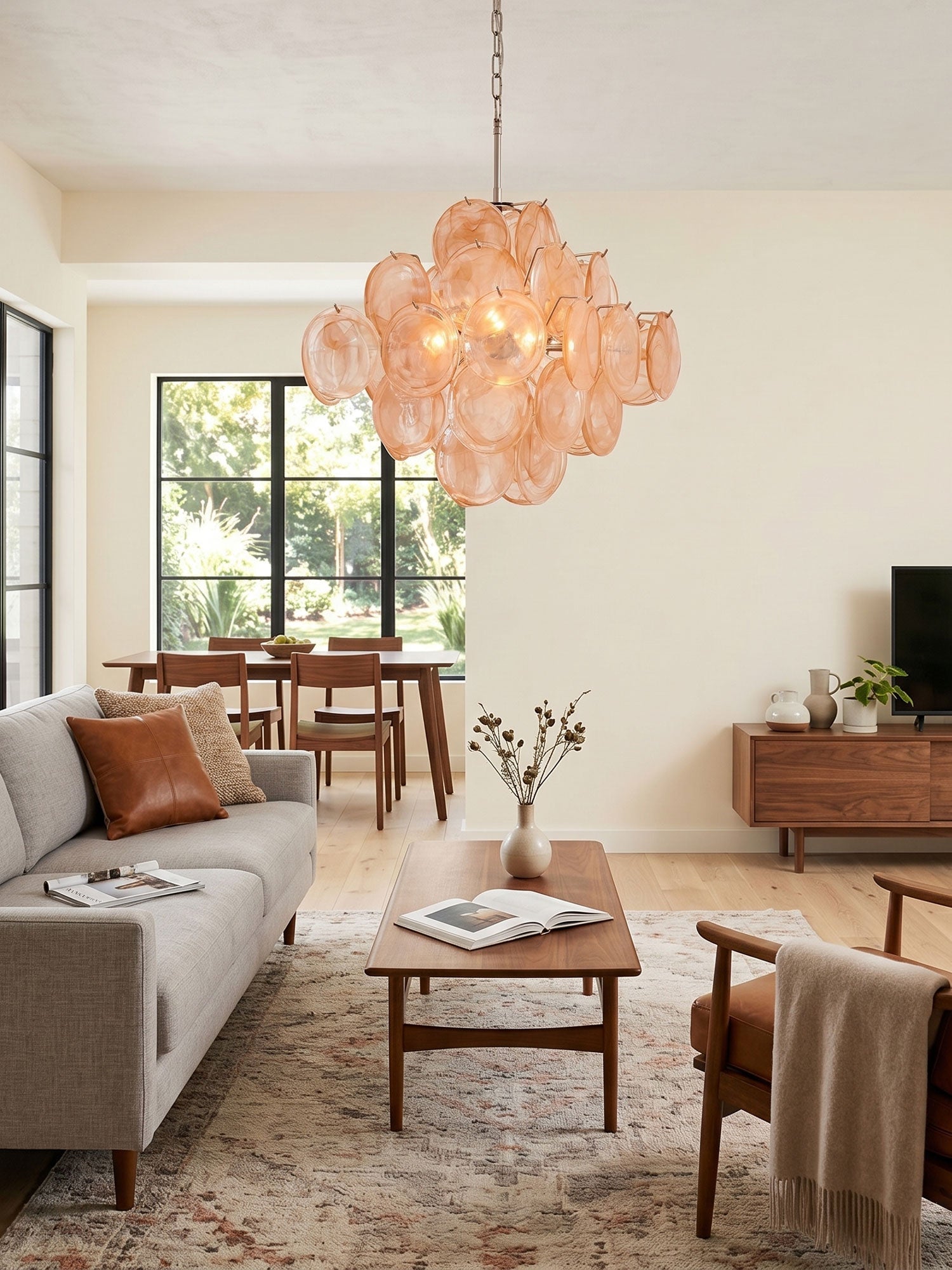 Aurelia Apricot Glass Chandelier Glass lighting by Bling Lighting Studio
