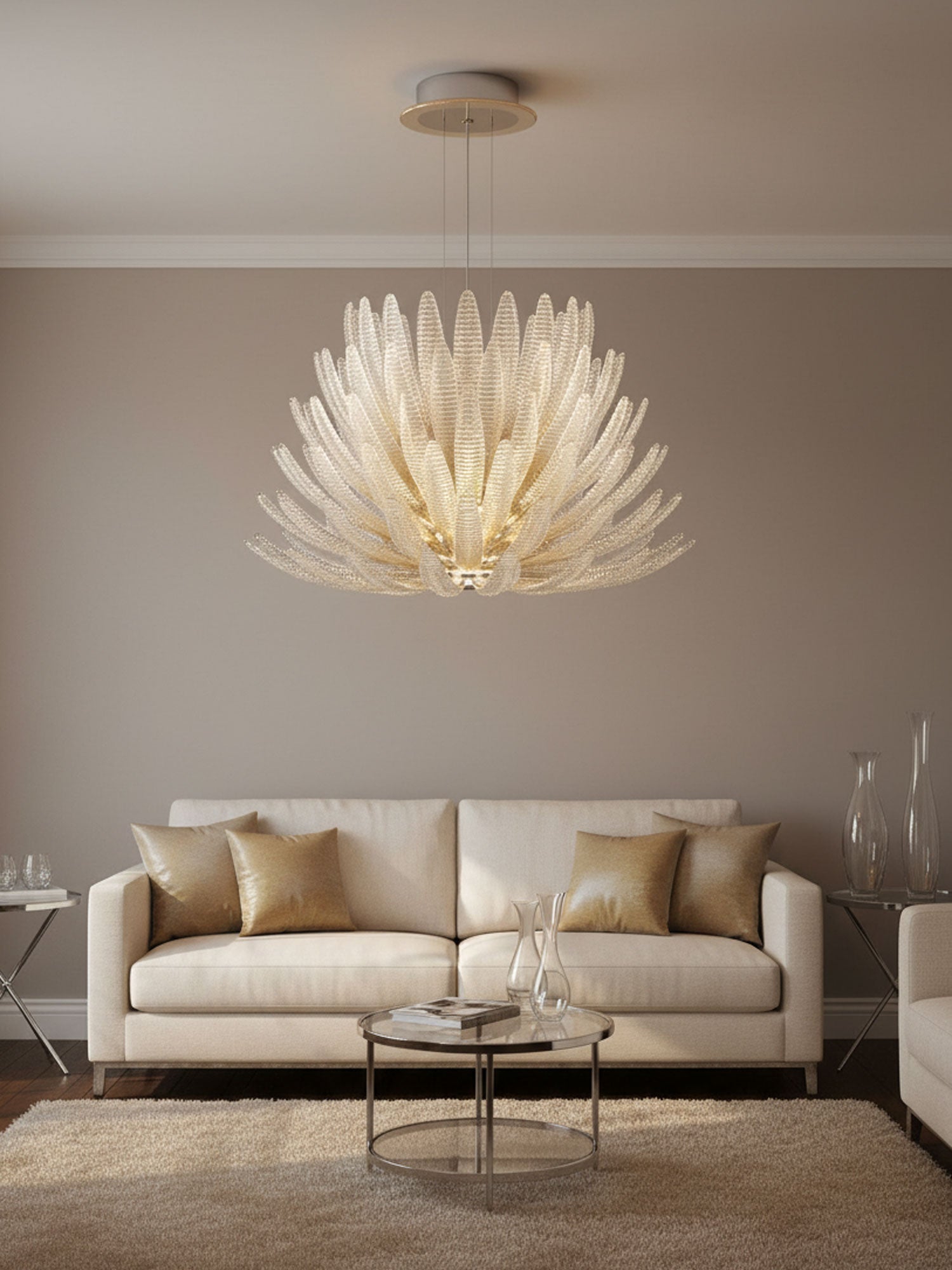 Aurelia Glass Petal Chandelier Glass lighting by Bling Lighting Studio