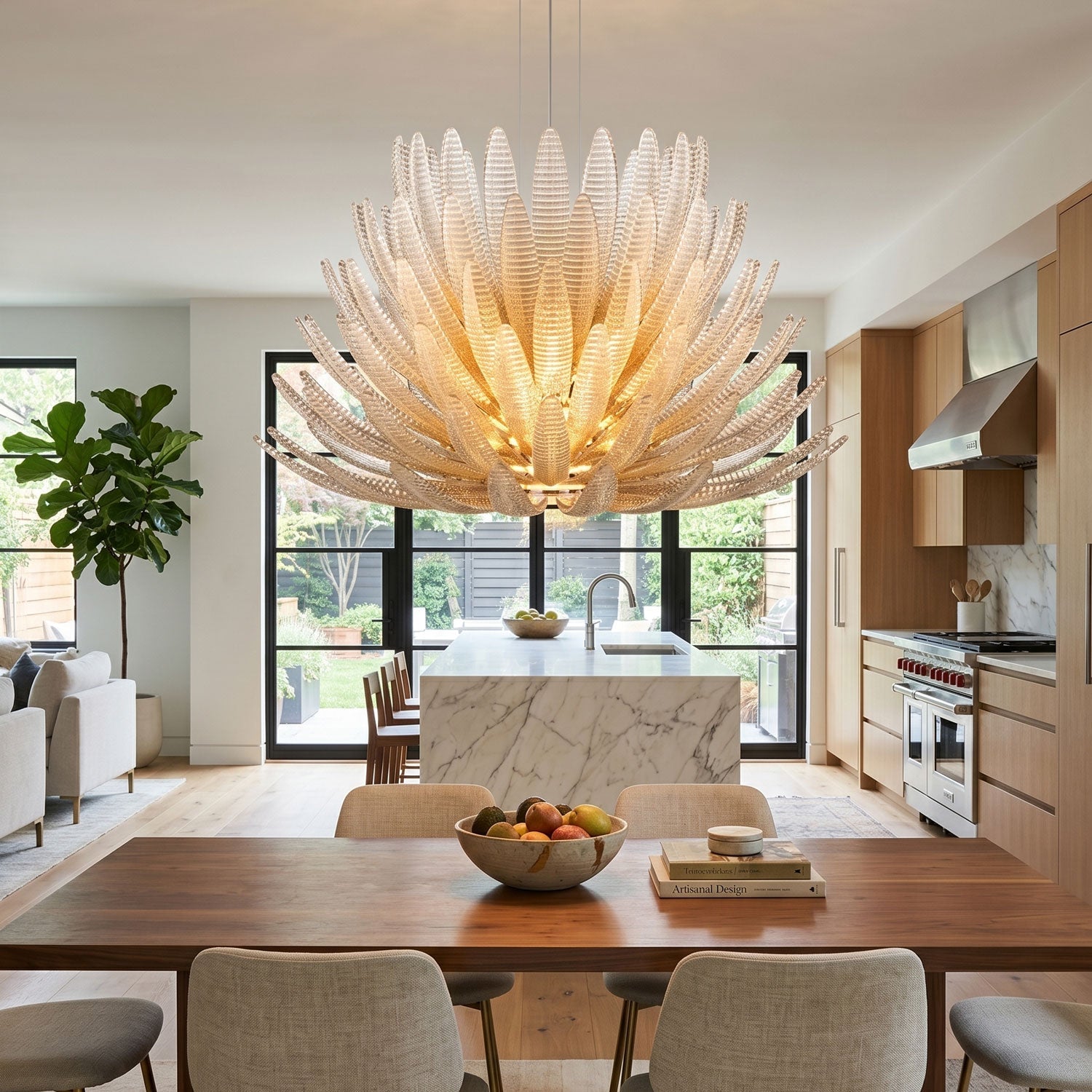 Aurelia Glass Petal Chandelier Glass lighting by Bling Lighting Studio