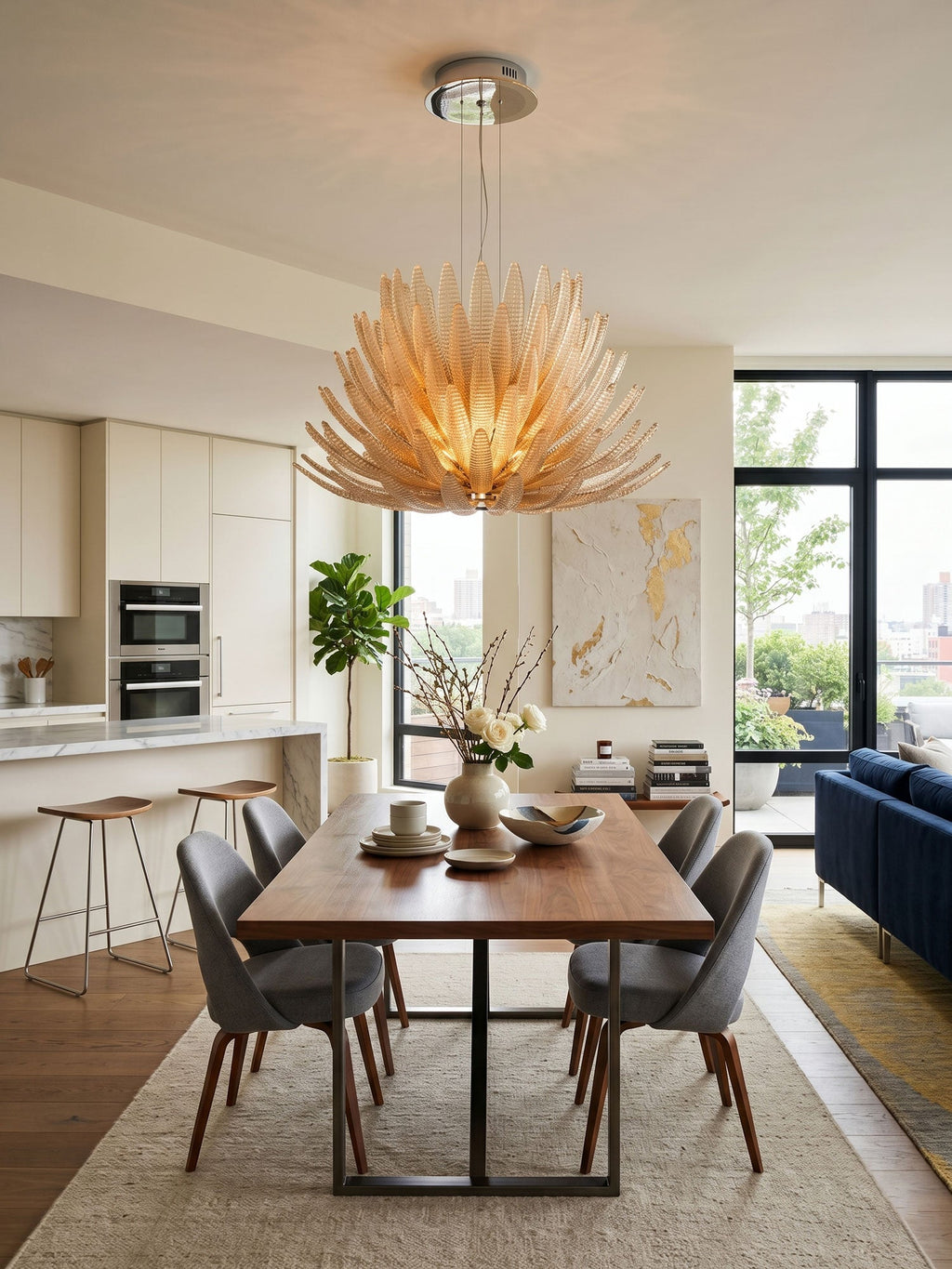 Aurelia Glass Petal Chandelier Glass lighting by Bling Lighting Studio