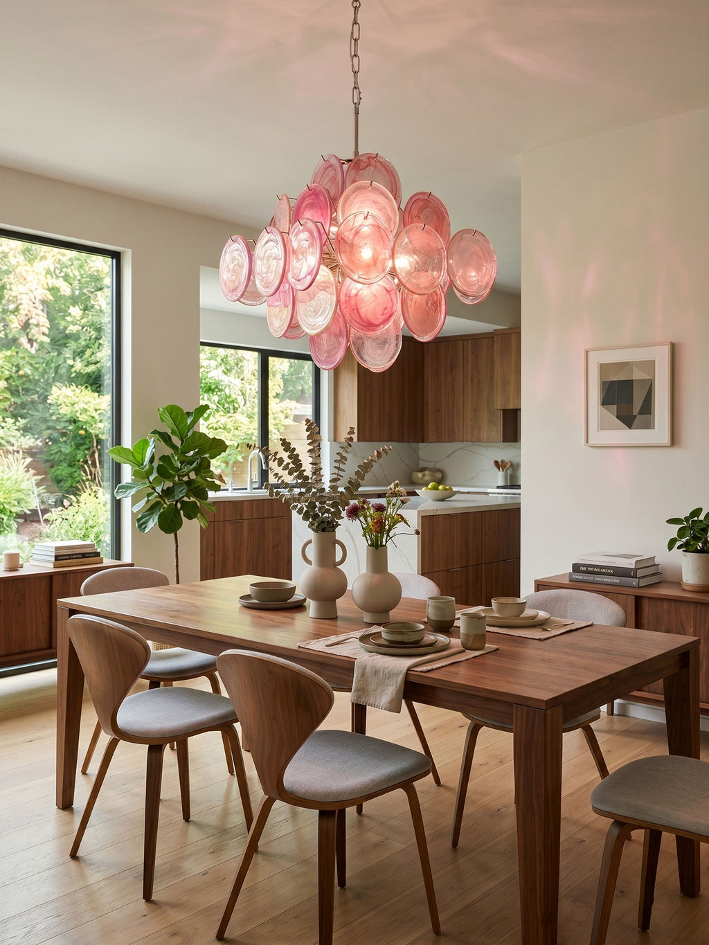 Aurelia Pink Glass Chandelier Glass lighting by Bling Lighting Studio