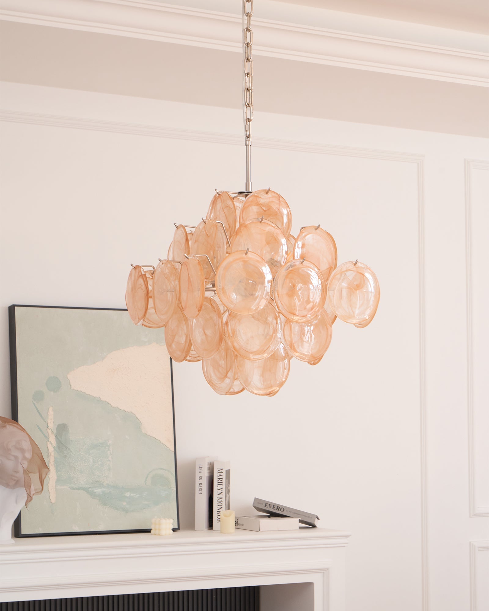 Aurelia Apricot Glass Chandelier Glass lighting by Bling Lighting Studio