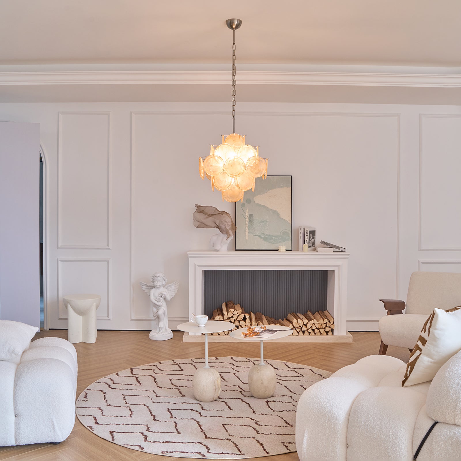 Aurelia Apricot Glass Chandelier Glass lighting by Bling Lighting Studio