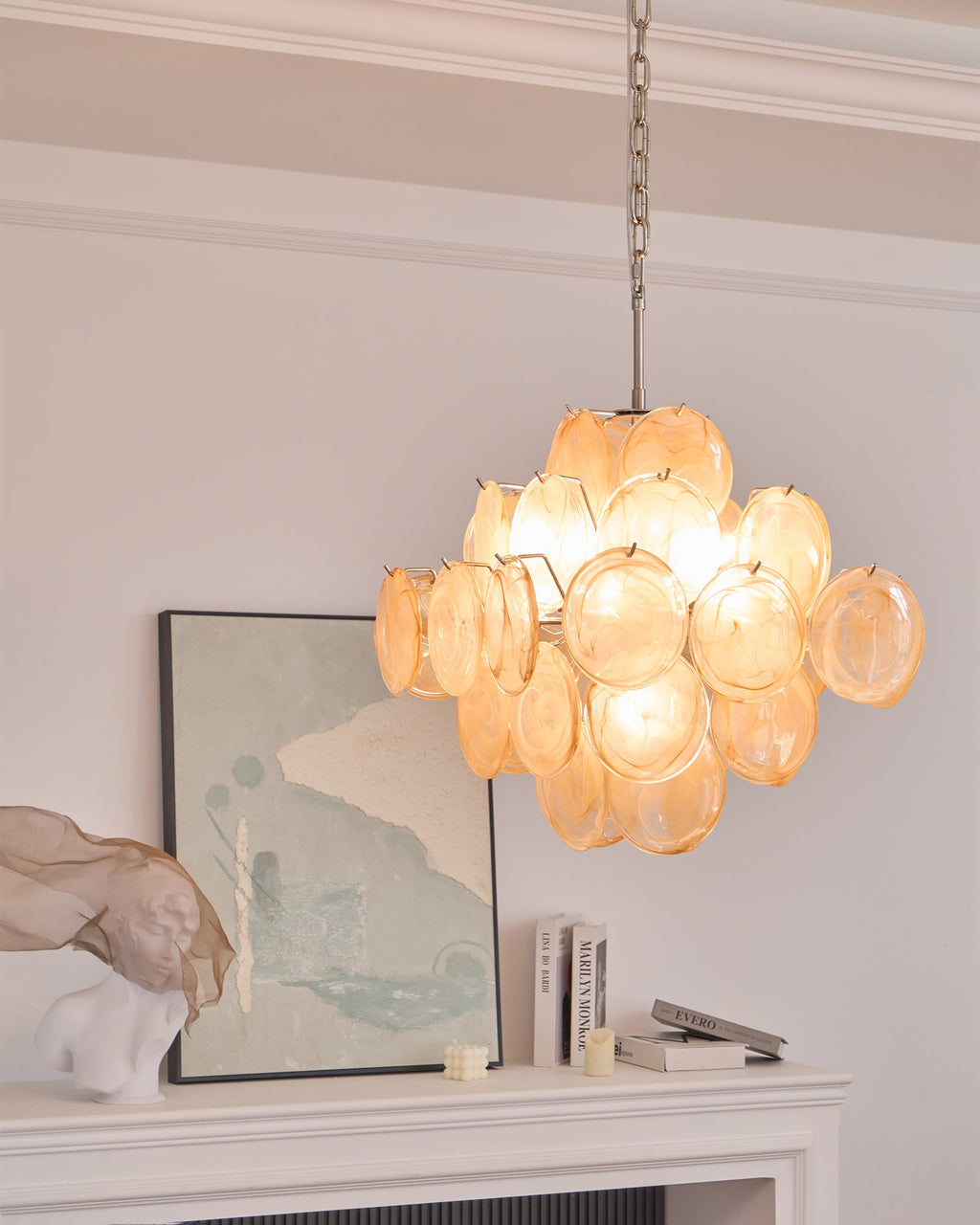 Aurelia Apricot Glass Chandelier Glass lighting by Bling Lighting Studio
