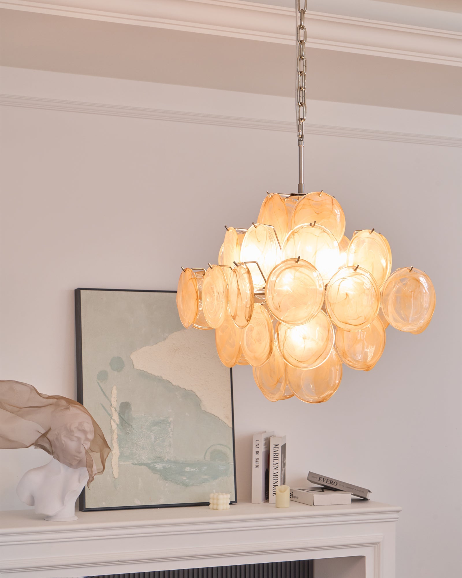 Aurelia Apricot Glass Chandelier Glass lighting by Bling Lighting Studio