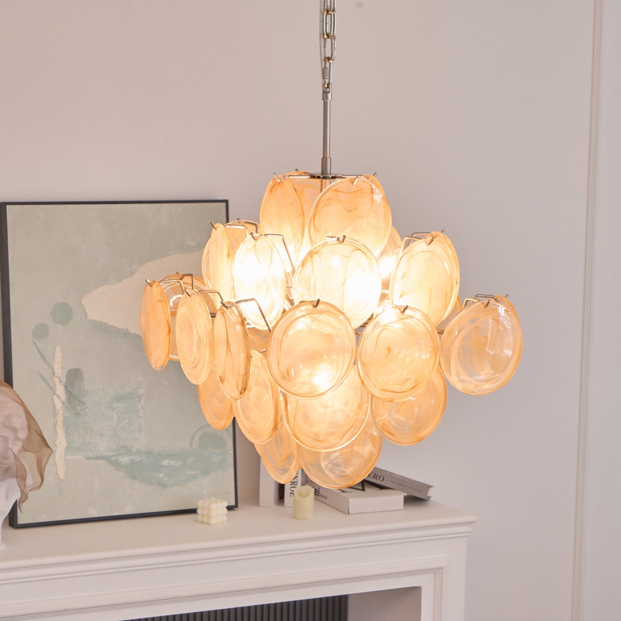 Aurelia Apricot Glass Chandelier Glass lighting by Bling Lighting Studio