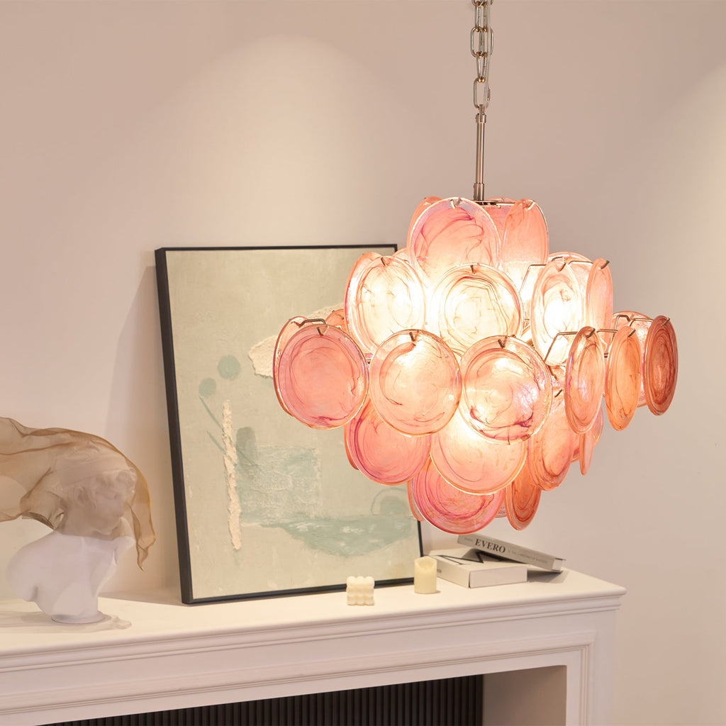 Aurelia Pink Glass Chandelier Glass lighting by Bling Lighting Studio