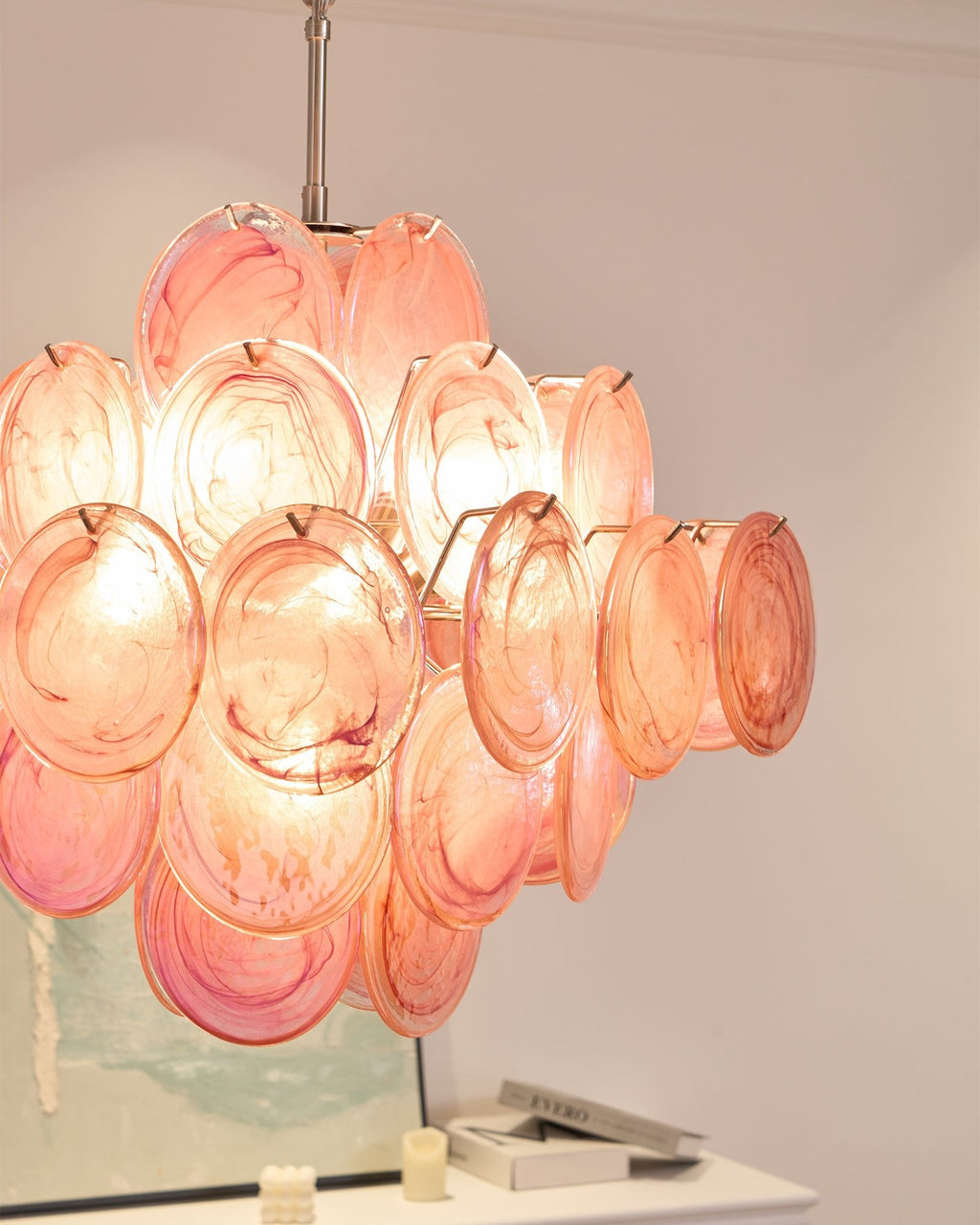 Aurelia Pink Glass Chandelier Glass lighting by Bling Lighting Studio