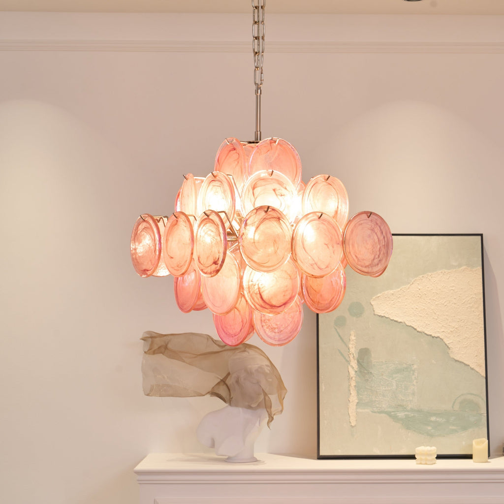 Aurelia Pink Glass Chandelier Glass lighting by Bling Lighting Studio