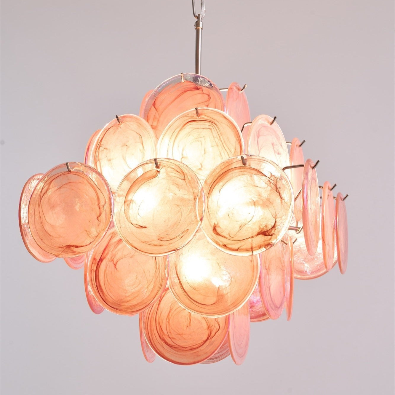 Aurelia Pink Glass Chandelier Glass lighting by Bling Lighting Studio