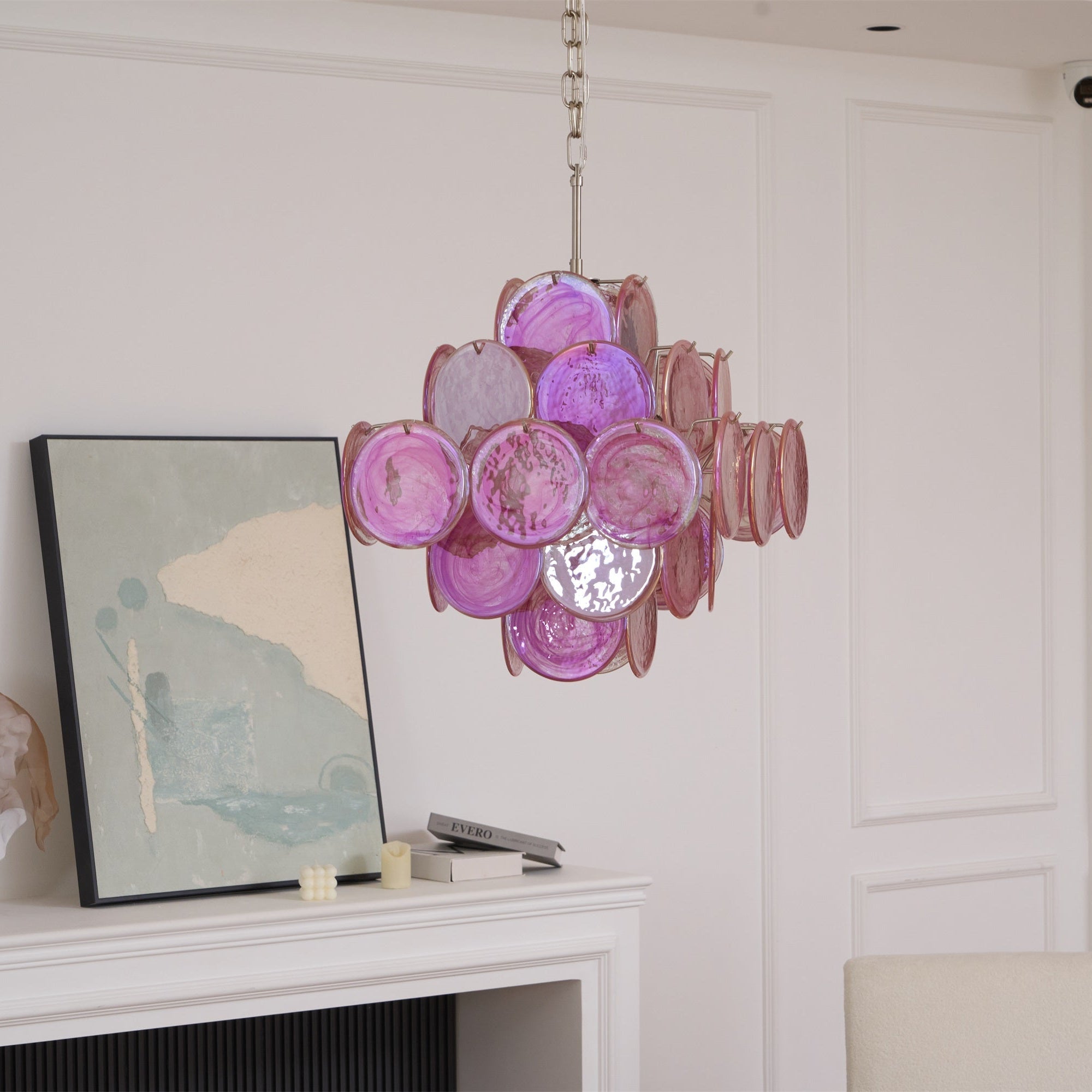Aurelia Pink Glass Chandelier Glass lighting by Bling Lighting Studio