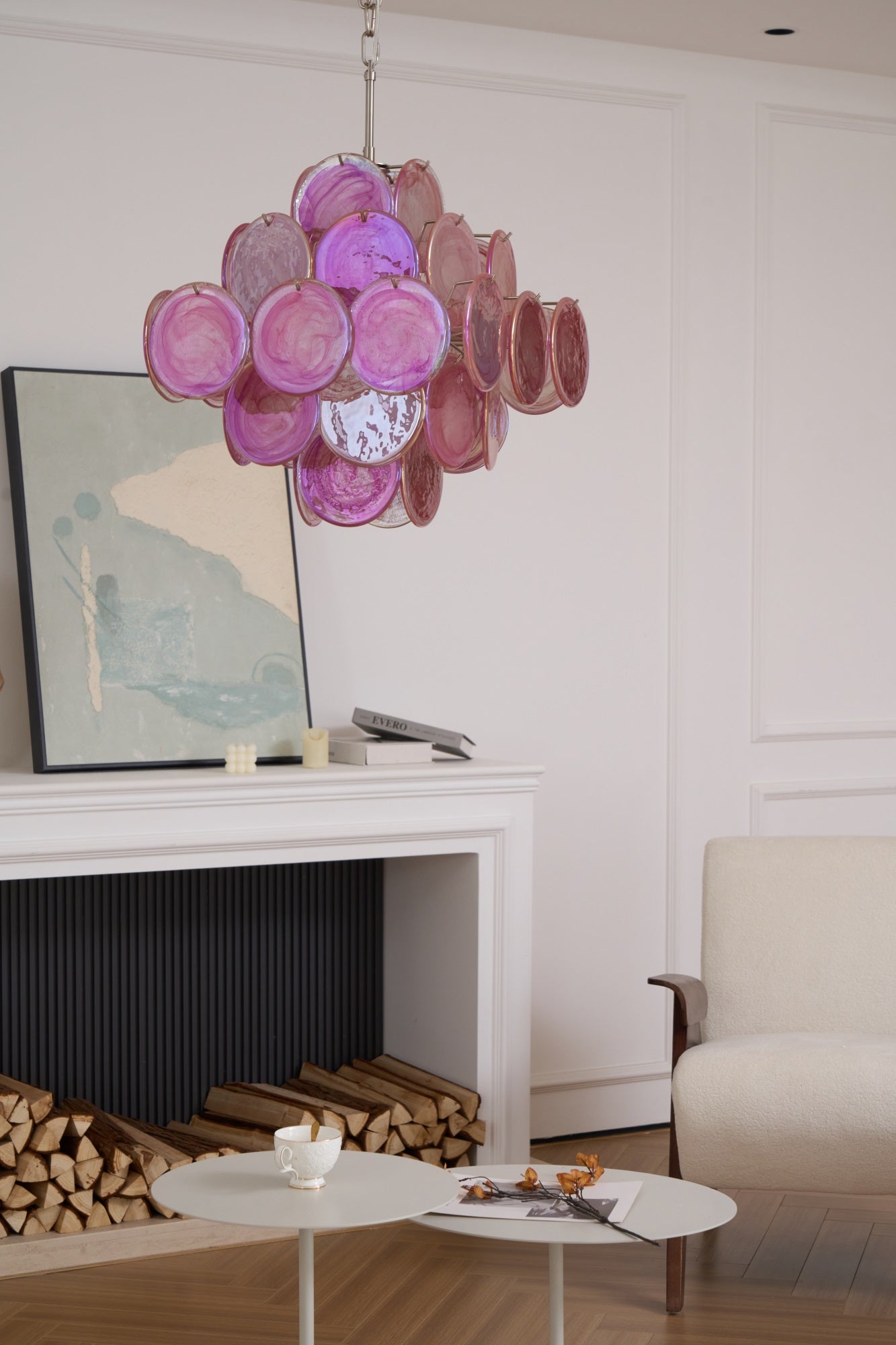Aurelia Pink Glass Chandelier Glass lighting by Bling Lighting Studio