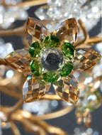Auric Antique Vintage Brass Crystal Chandelier for high ceiling staircase and foyer lighting