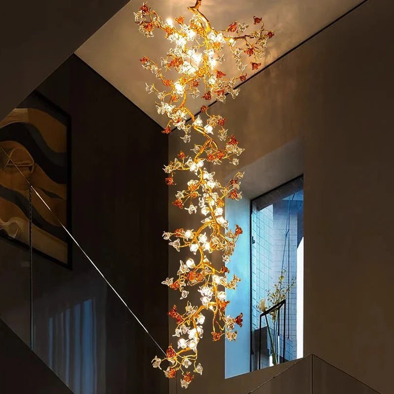 Aurora Branch Staircase Chandelier for high ceiling staircase and foyer lighting