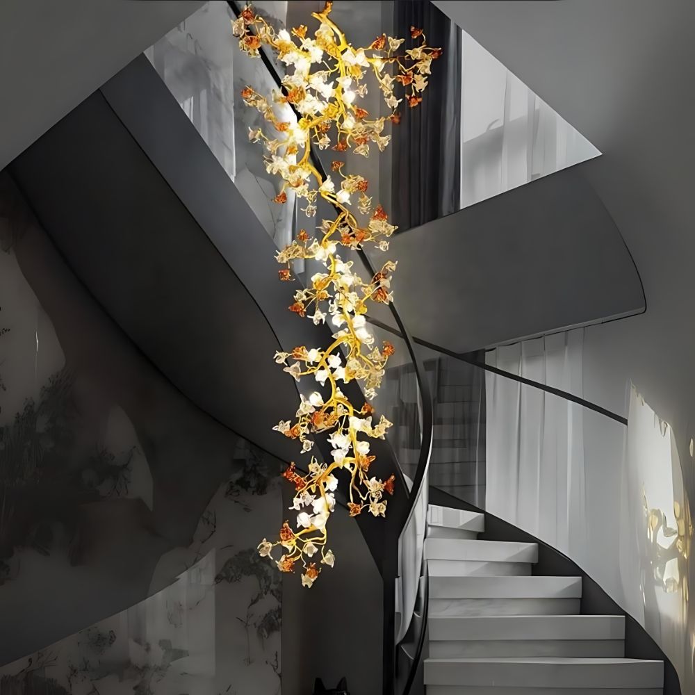 Aurora Branch Staircase Chandelier for high ceiling staircase and foyer lighting