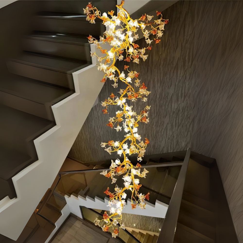 Aurora Branch Staircase Chandelier for high ceiling staircase and foyer lighting