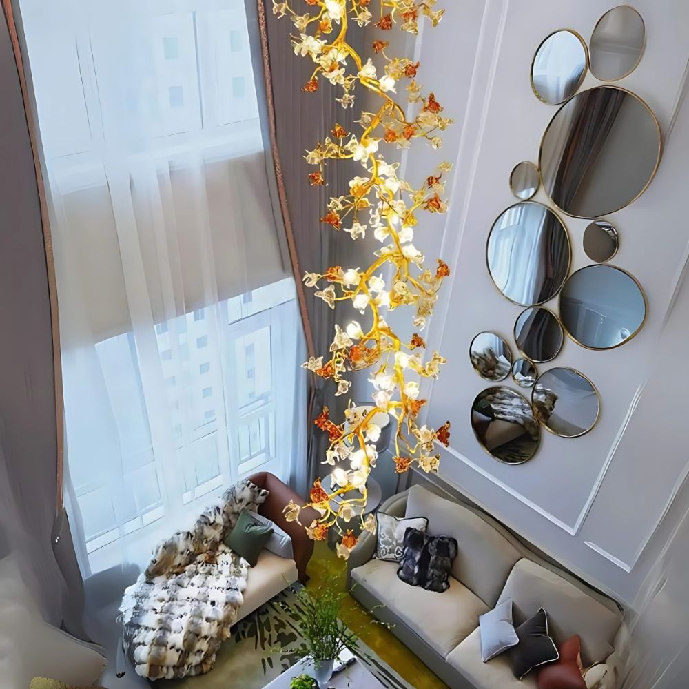 Aurora Branch Staircase Chandelier for high ceiling staircase and foyer lighting