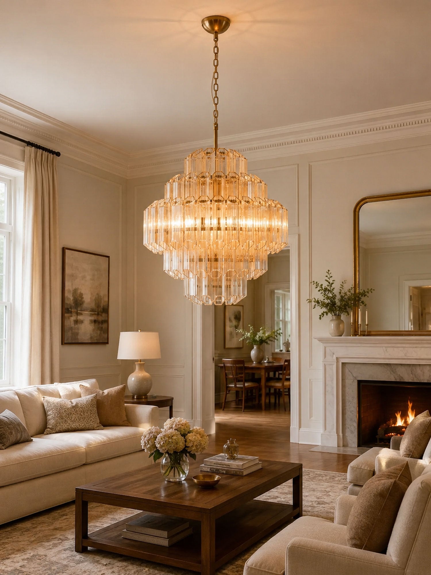 Aurum Cascade Glass Chandelier Murano lighting by Bling Lighting Studio