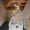 Ayla Bubble Art Contemporary Stairwell Chandelier for high ceiling staircase and foyer lighting