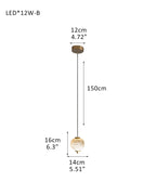 Modern Linear White Alabaster Solid Ball Thread Synthetic Shade Hanging Light for Dining