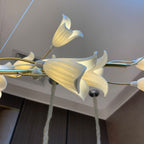 Modern Brass Branch Ceramics Flower Chandelier for Stylish Living Room Hotel and Restaurant by Bling Lighting Studio