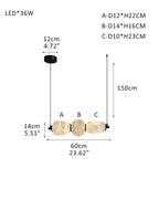 Modern Linear White Alabaster Solid Ball Thread Synthetic Shade Hanging Light for Dining